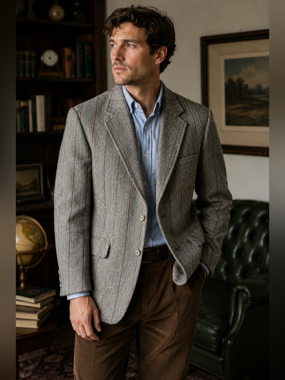 Jos A Bank Harris Tweed Blazer 100% Scottish Wool Herringbone Sport Coat